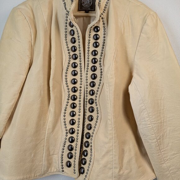 Double D Ranch XL Studded Leather Jacket in Bone - Picture 2 of 16